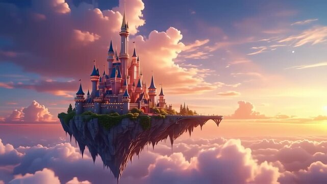 Floating Castle in a Pastel Sky