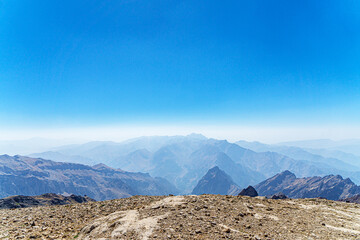 The scenic view of Reşko summit in the Sat (Cilo) mountains, Serpel and Horgedim plateau with its glaciers and glacier rivers in Hakkari, Turkey.
