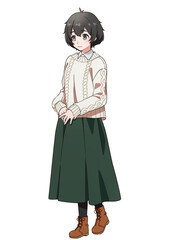 冬服を着た臆病そうな黒髪の女の子
