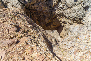 The scenic view of Reşko summit in the Sat (Cilo) mountains, Serpel and Horgedim plateau with its glaciers and glacier rivers in Hakkari, Turkey.
