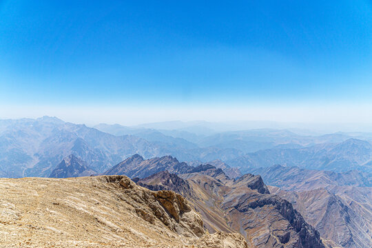 The scenic view of Reşko summit in the Sat (Cilo) mountains, Serpel and Horgedim plateau with its glaciers and glacier rivers in Hakkari, Turkey.