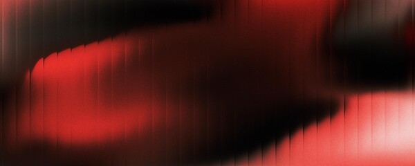 Abstract background of red glossy liquid gradient in dark with stripes effect. Wavy striped glass refraction.