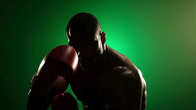 Boxer Silhouette in a Defensive Stance