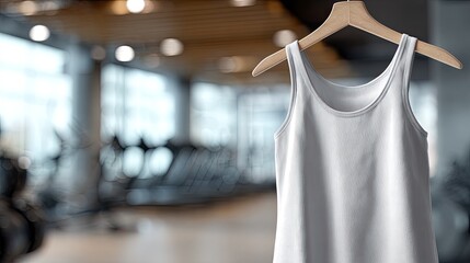 Fototapeta premium White tank top on hanger in gym