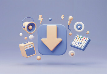 upload and download media content minimalist icon . Generative AI