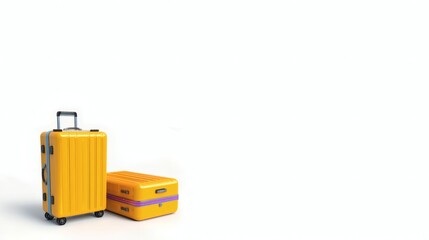 Bright Yellow Luggage on White Background for Travel and Adventure