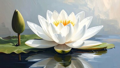 White lotus flower on water