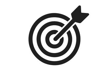 Target with arrow in the bullseye. Concept for business goal, success, achievement, and strategy. Symbol of accuracy, focus, precision, objective, and hitting the mark.