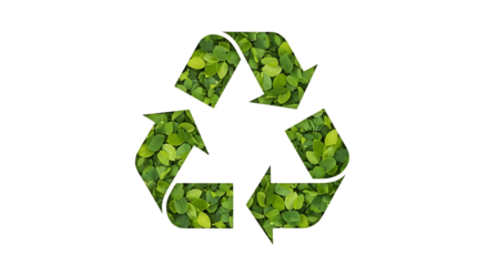 Recycle Symbol Filled with Green Leaves on Black Background EcoFriendly Initiatives and Conservation