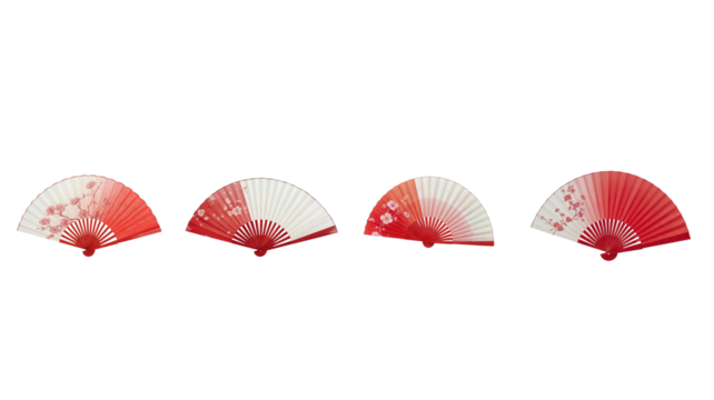 Red folding fan on transparent background png