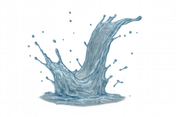 Clean water splashing and creating droplets against a transparent background, capturing the essence of freshness and purity in motion