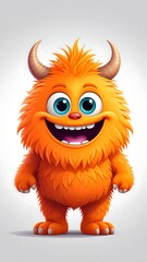 Orange monster with big eyes, happy expression