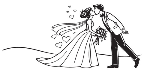 Bride and Groom Kissing