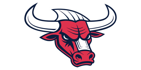 Stylized Red and Blue Bull Head Logo