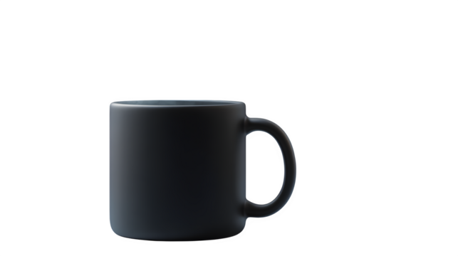 Empty gray ceramic mug, isolated on transparent background