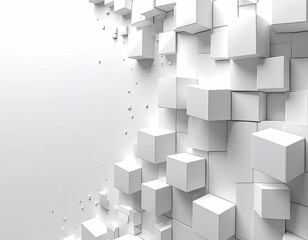 Abstract white cube wall pattern
