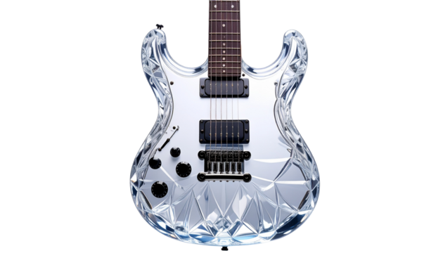 Crystal Electric Guitar Isolated on Transparent Background