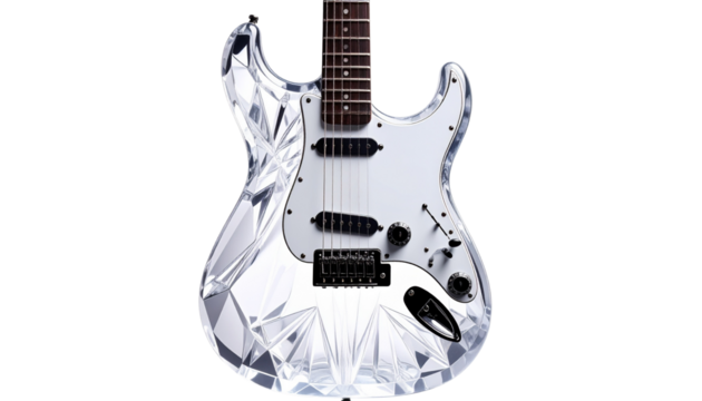 Crystal Electric Guitar Isolated on Transparent Background - Powered by Adobe