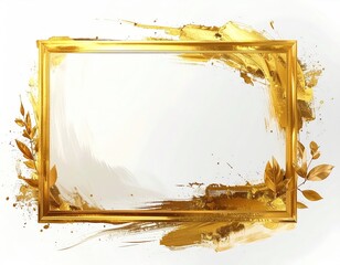Gold frame with abstract brushstrokes and leaves
