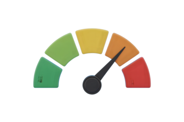 Speedometer isolated on transparent background showing moderate speed in a studio shot
