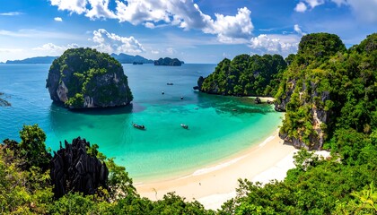 Tropical island bay panorama