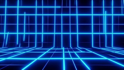 Neon grid network abstract digital background - Powered by Adobe