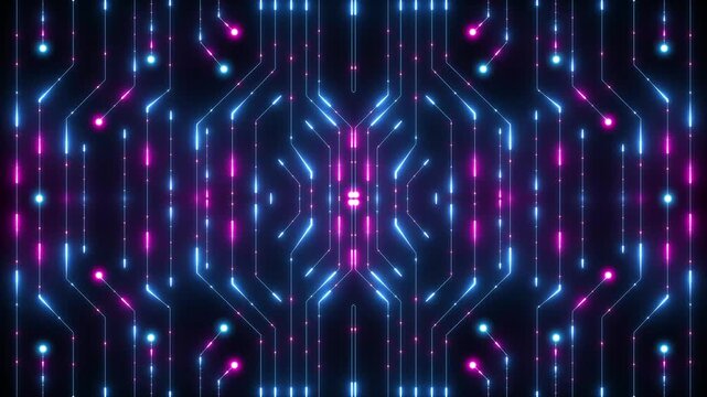 Digital Data moving on Circuit Board and CPU loop backgrounds. Computer Processing and organizing data. Abstract high tech Artificial intelligence (AI), data mining, modern computer technology surface