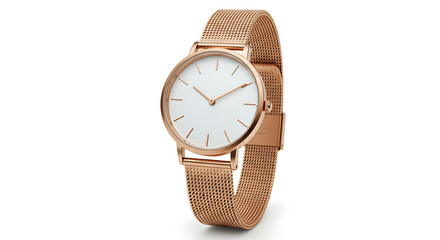A modern, luxury timepiece with a sleek design and a matching rose gold band and case.