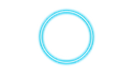 Vibrant neon blue ring abstract energy glow circle futuristic technology light effect isolated on transparent background