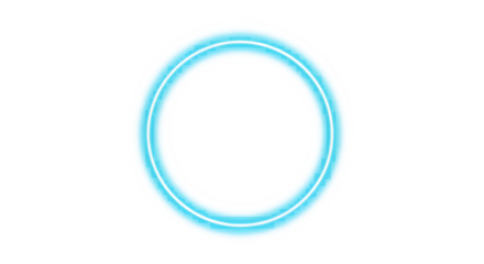 Vibrant neon blue ring abstract energy glow circle futuristic technology light effect isolated on transparent background