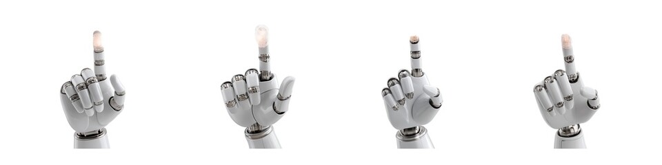Set of robotic hand gesture isolated on transparent background