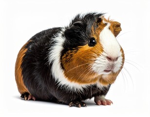 Close-up of a guinea pig, colorful and fluffy