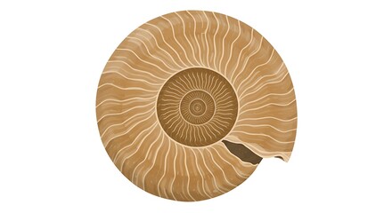 Ancient Ammonite Fossil Illustration Spiraling beauty from prehistoric oceans.