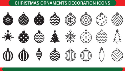 Christmas Holiday Tree Ornaments Decoration Icons