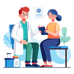 Fototapeta premium Doctor and patient discussing medical results isolated on transparent background