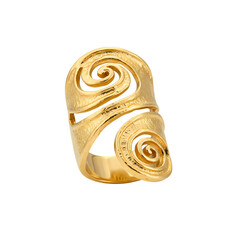 Stylish gold ring with a modern swirl design, perfect for adding a touch of luxury and sophistication to any outfit for a special occasion or everyday wear.