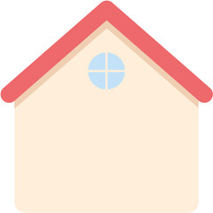 Red Roof House, Home Flat Icon, Empty Space