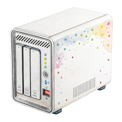 Fototapeta premium NAS device watercolor clipart isolated on white background 