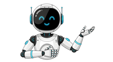 blue screen robot with a microphone