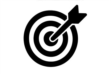 Target with arrow hitting the bullseye. Concept for goal setting, success, achievement, accuracy, and focus. Business strategy and objective symbol. Simple flat vector icon.