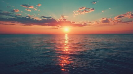 Blurry sunset over a calm ocean