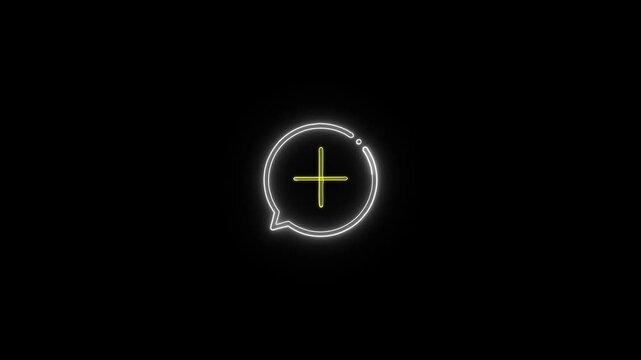 neon blue color message icon animation with black background. glowing neon message icon .