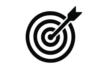 Target with arrow in bullseye. Business goal, success and achievement concept. Vector icon for marketing strategy, aim, objective, and focus. Accuracy and solution symbol.