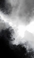 Abstract monochrome gradient background with grainy texture and atmospheric light