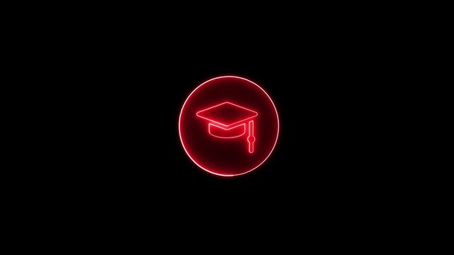 Glowing neon graduation cap and class of 2025. neon Class 2025 featuring graduation cap celebratory perfect invitation. 4k video motion graphic.
