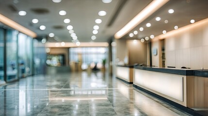Blurred modern lobby with reception desk