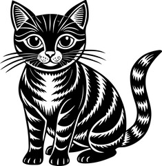 black and white cat vector