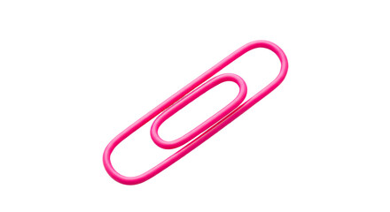 Obraz premium Pink paperclip on white background.