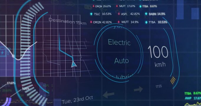 Opening HUD showing map to 15 km, accelerating mode rotating graph fluctuating showing performance