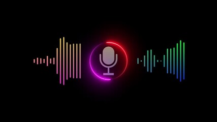 Podcast recording microphone icon with digital sound wave, Podcast recording Audio Icon with Microphone and waveform equalizer with alpha channel. - Powered by Adobe